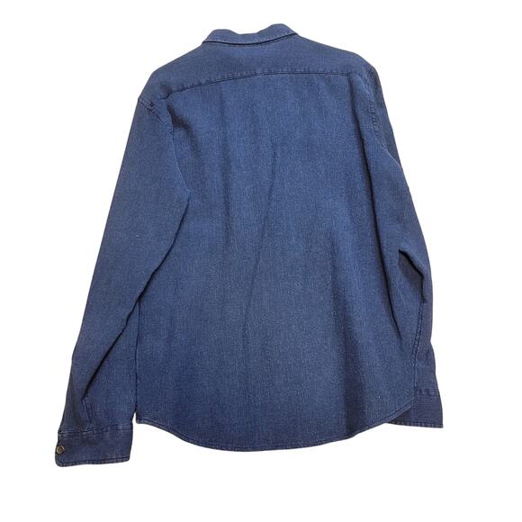 TAILOR VINTAGE Shirt Men's L Blue Long Sleeve Authentic Indigo Cotton - Picture 2 of 12